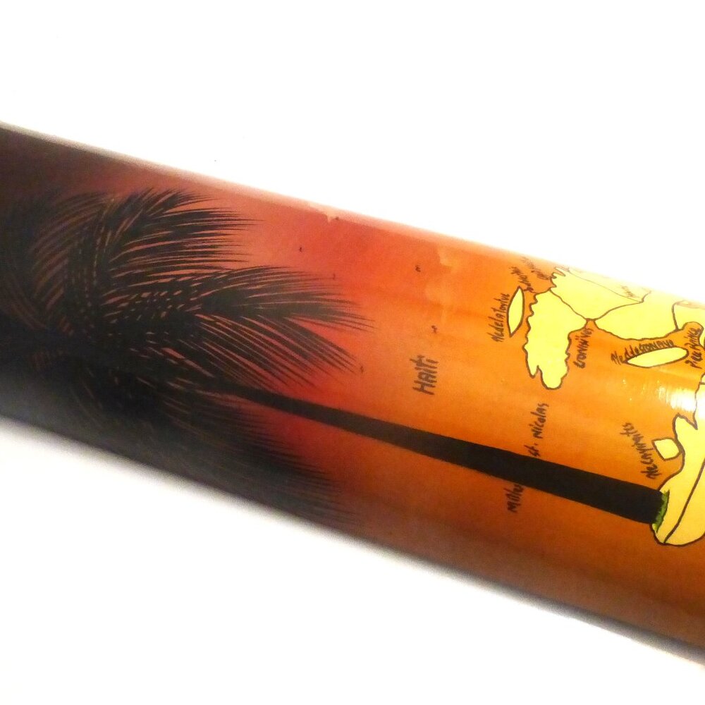 14 x 4.5 SIGNED Handmade HAITI ISLANDS Painted Palm Tree Trunk